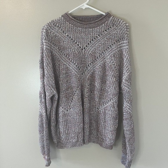 Eddie Bauer Womens Long Sleeve Sweater Gray Maroon Pullover Oversized Si… - Picture 1 of 6